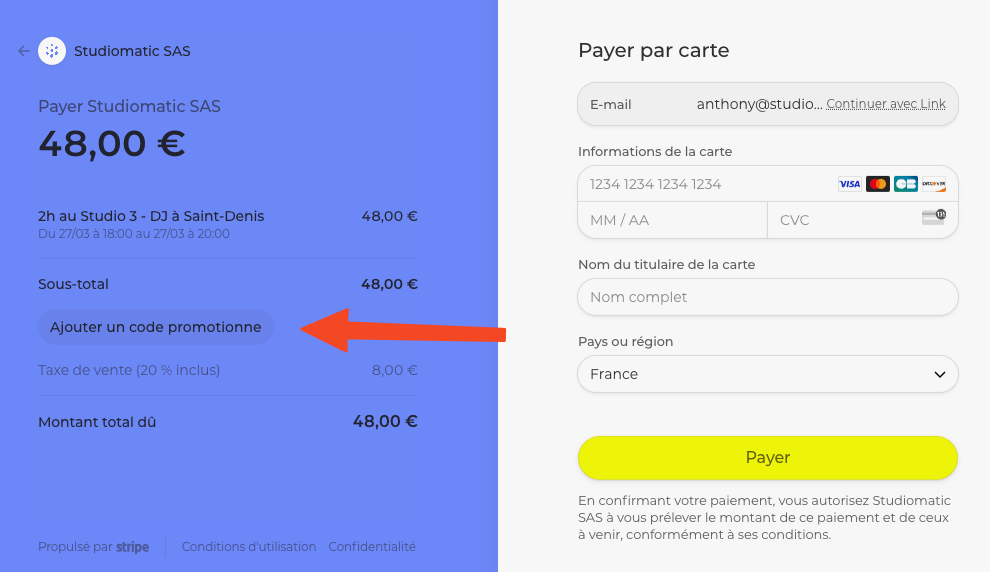 Ajouter un code promo sur ordinateur